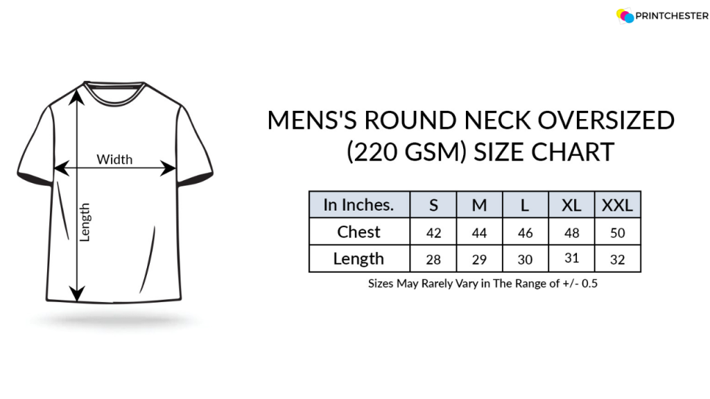 2. Men's Oversized T-shirt Size Chart Guide-220 GSM​