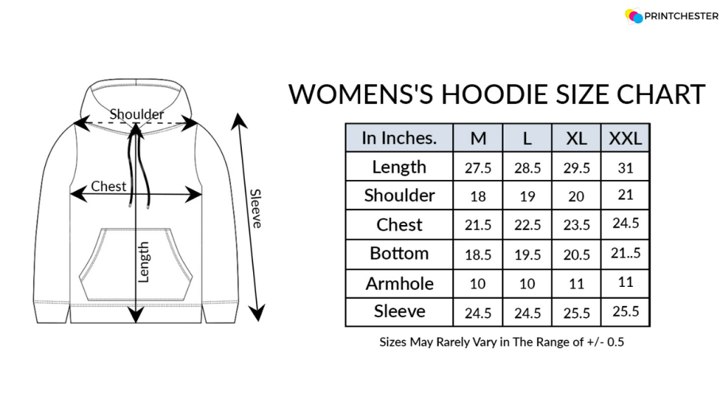 3. Women's Hoodies​ Size Guide Size Chart