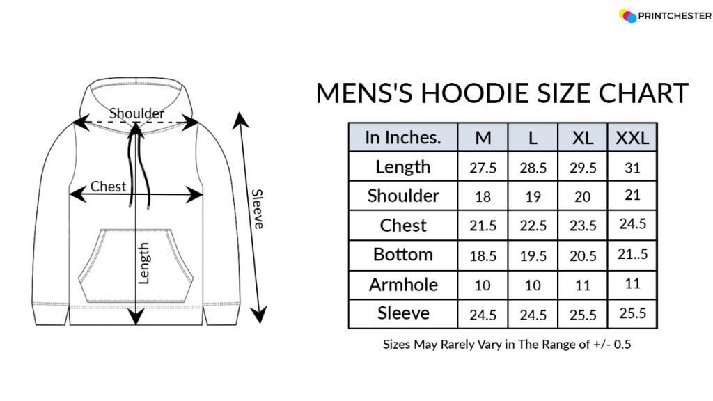 4. Men's Hoodies Size Chart ​