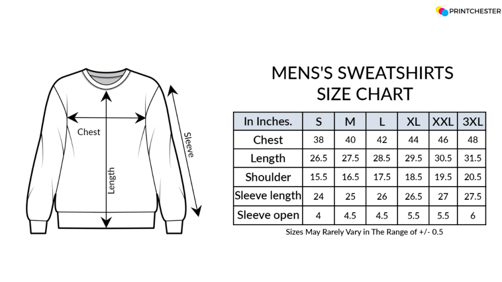 4. Men's Sweatshirt Size Chart Guide​