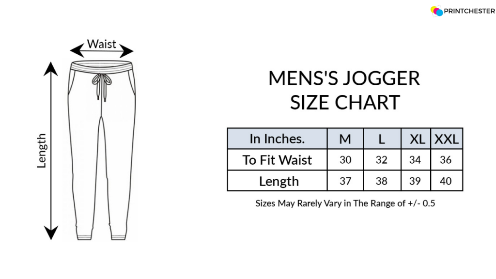 Joggers Size Chart Size Guide