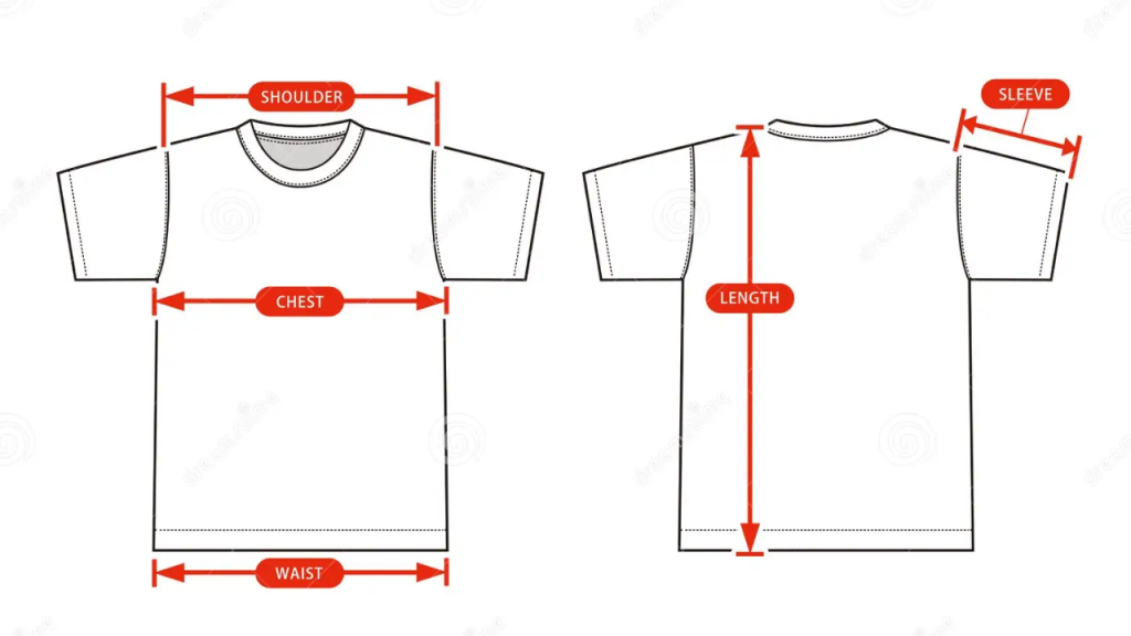 T shirt size chart Printchester